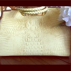 Happy Yellow Faux Alligator Work Tote